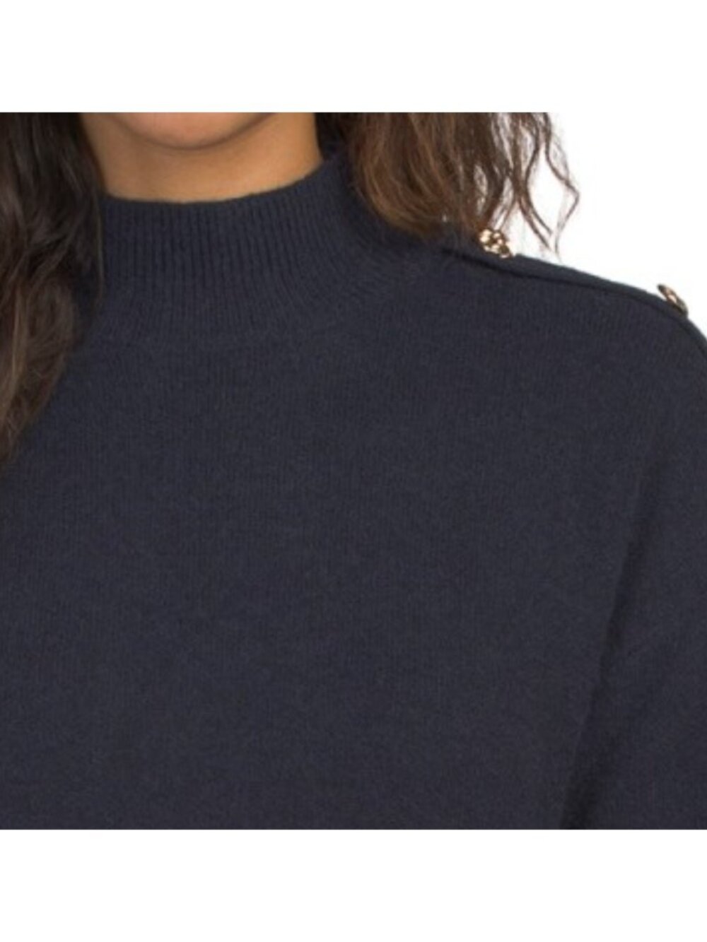 ZOE & CLAIRE Mixed Media Mini Sweater Dress With Button Detail - Picture 3 of 4